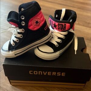 Converse Kids' Black and Pink High-Tops